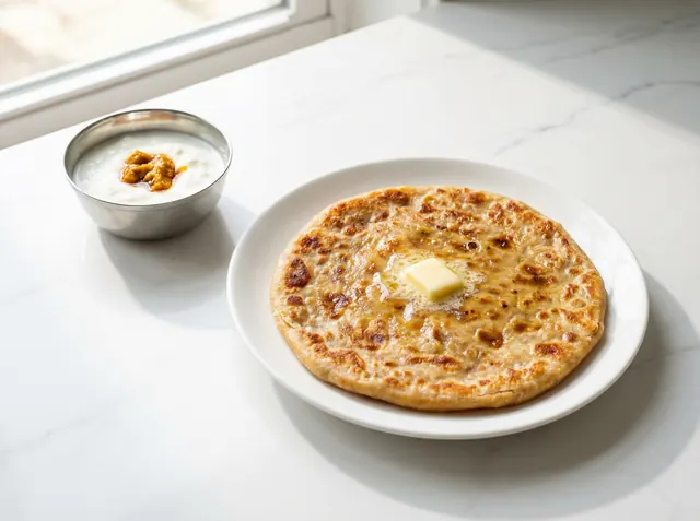 Aloo paratha with dahi