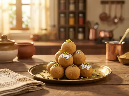 Sattu ladoo on brass plate