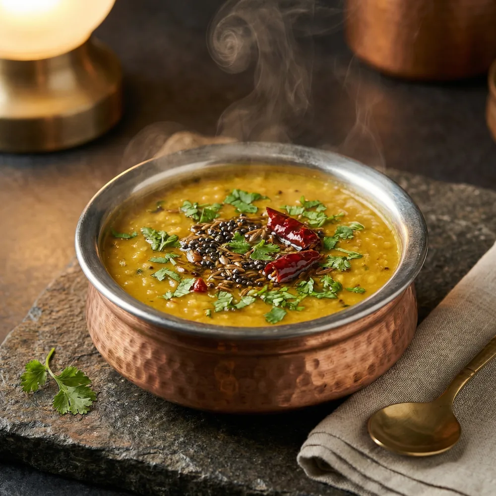 Dal with Coriander Garnish